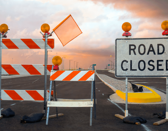 Road closed sign