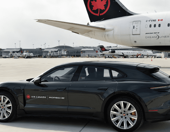porsche and aircanada plane