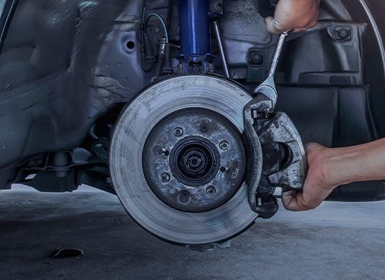 Brake repair in progress