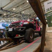 Jeep showing off suspension at the car show
